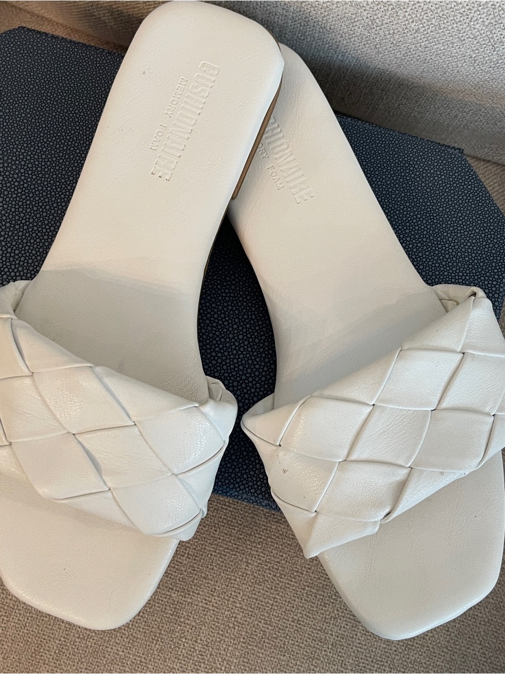 Woven Slide Sandals — White